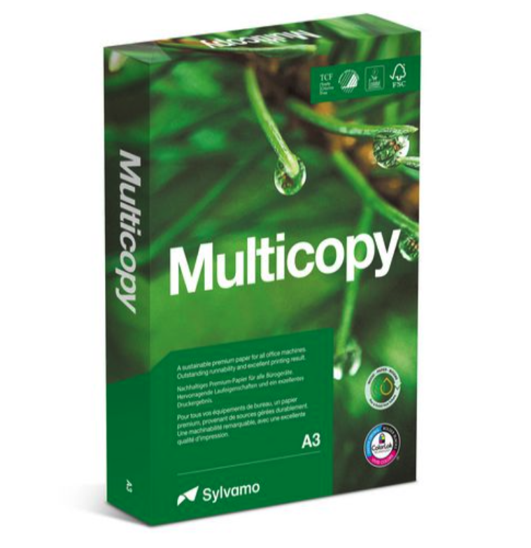 Kopieringspapper MultiCopy A3 100g OHÅLAT, 500/fp