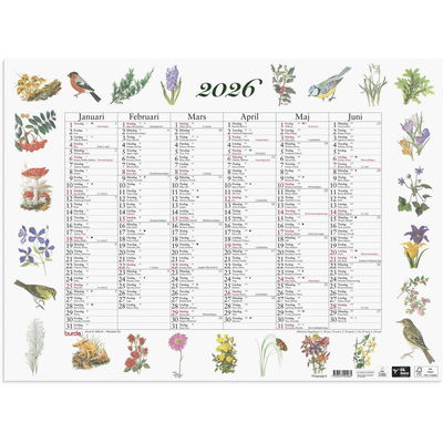 Väggkalender Stora Naturalmanackan 2026