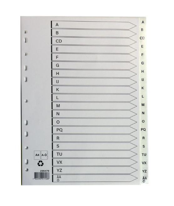 Plastregister A4 A-Ö vit