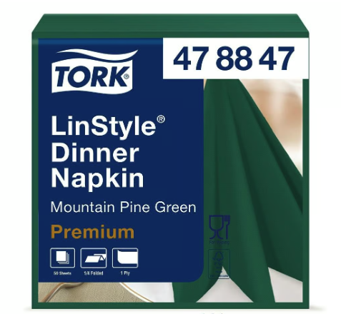 Servett Tork LinStyle Grön 39x39cm, 50 st/fp