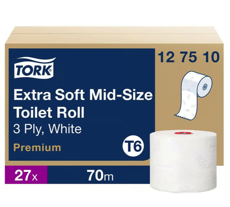 Toalettpapper Tork T6 Mid-size Premium, 3-lag, 70m, 27/fp