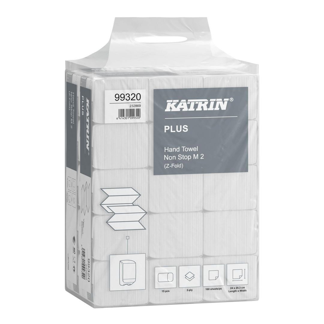 Pappershandduk Katrin Z-Vikt M Plus 2-lg 203x240mm, 2400/fp