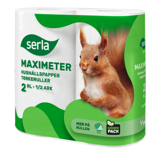 Hushållspapper Serla Maximeter 2-lg Vit 29m, 12/fp