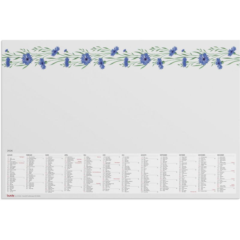 Kalender Skrivunderlägg Blomster 2026