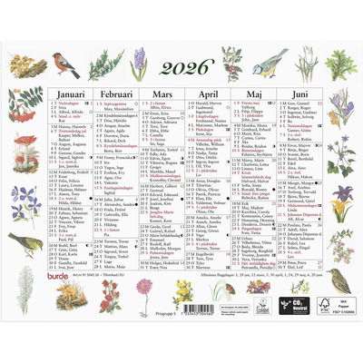 Väggkalender Lilla Naturalmanackan 2026