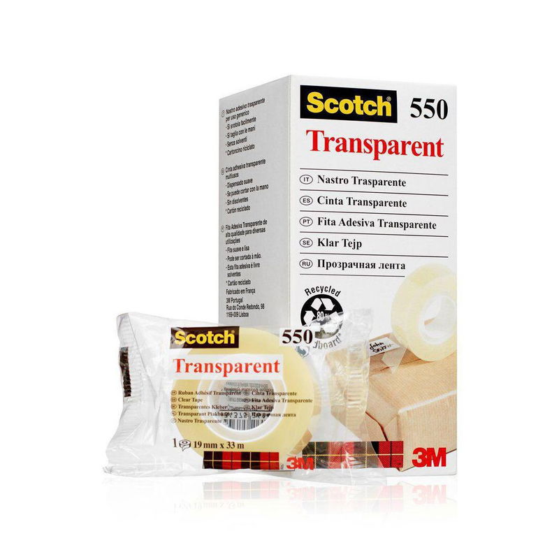 Kontorstejp Scotch 550 Transparent, 19mm x 33m