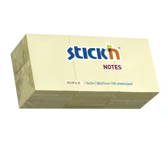 Notisar Stick ́n Gul 38x51mm 100 Blad, 12/fp