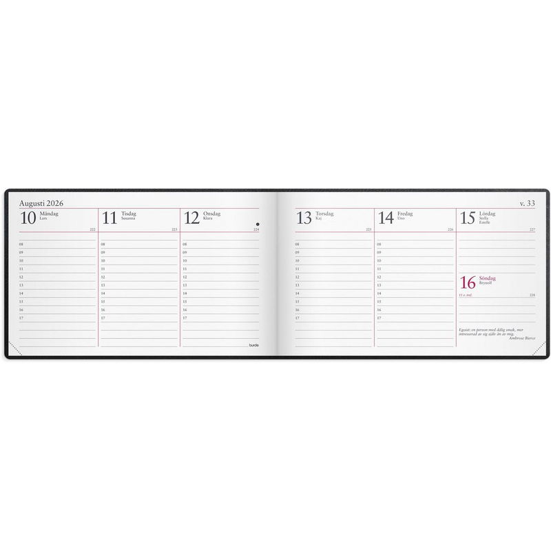 Veckokalender 2026 skinn svart