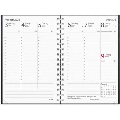 Kalender Prestige 2026 konstläder spiral svart