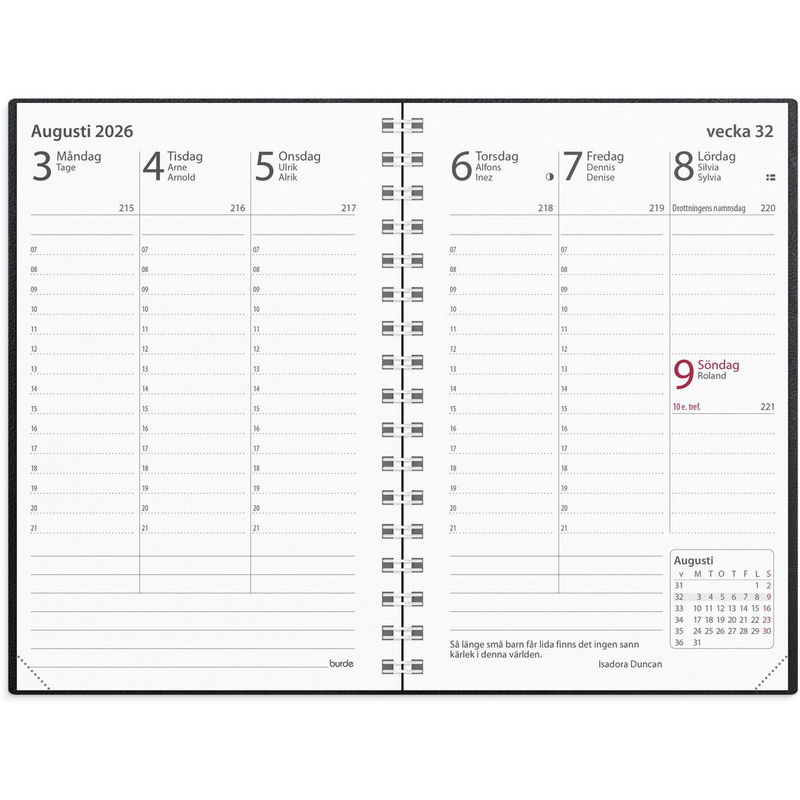 Kalender Prestige 2026 konstläder spiral svart