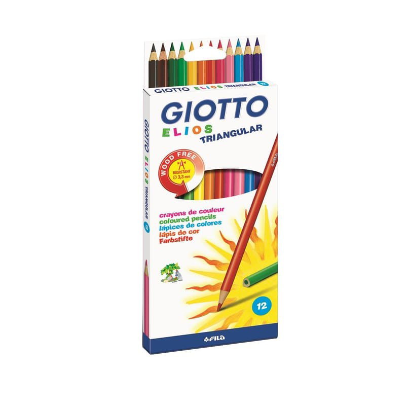 Färgpenna Blyerts Giotto Elios Wood-free Trekantig blandade färger, 12 st/fp
