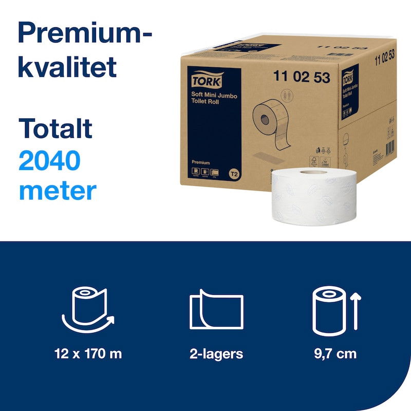 Toalettpapper TORK T2 Premium 2-lag, 12 rl/krt