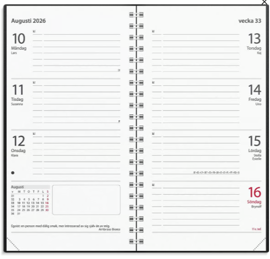 Kalender Master Plast 2026 Svart
