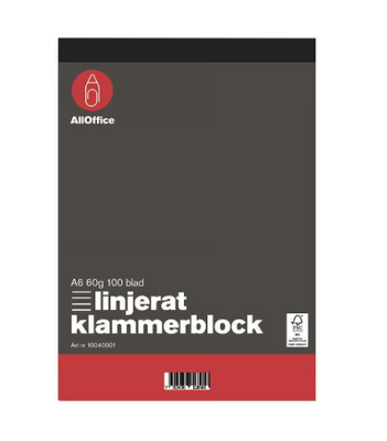 Klammerblock Linjerat A6 60g, 5 st/fp