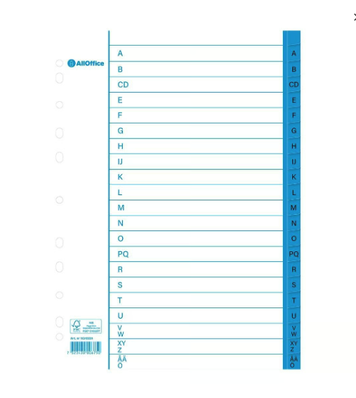 Pärmregister papper A-Ö A4