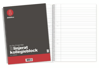 Kollegieblock AO A4 70g 70bl linjerat, 10 st/fp