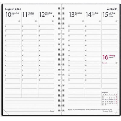 Almanacka Burde 3659 Interplano II Skinn 2026 Svart