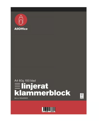 Klammerblock Linjerat 100 Blad A4 60g