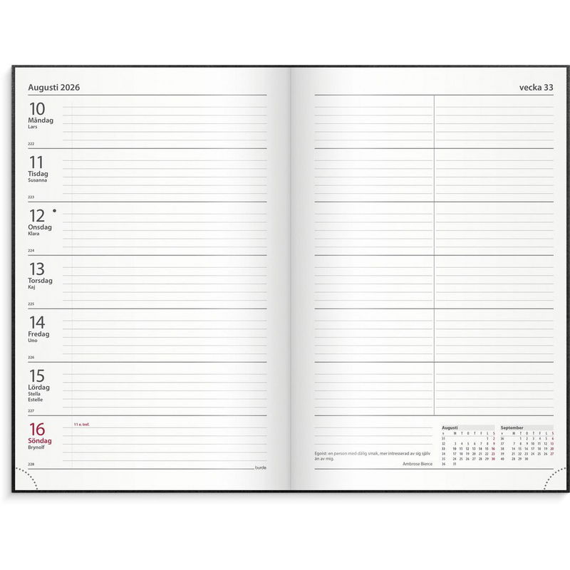 Kontorskalender 2026 svart
