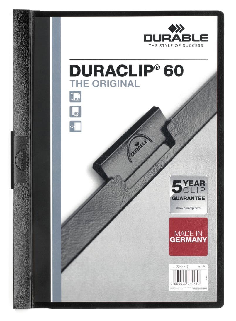 Klämmapp Duraclip 60 ark svart A4
