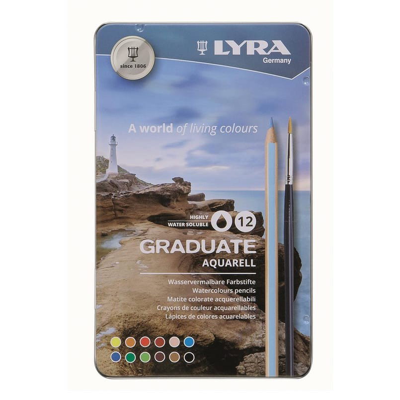 Färgpenna Blyerts Lyra Graduate Aquarell Metal Case 12 Färger, 12 st/fp