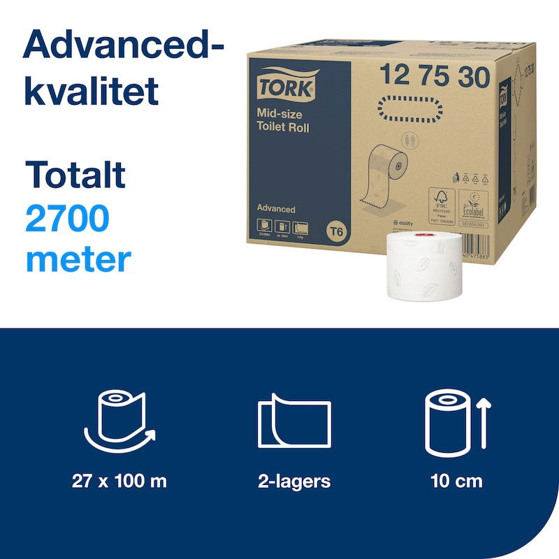 Toalettpapper TORK Adv T6 2-lag 27/fp