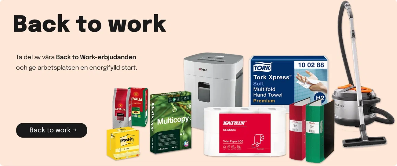 Kontorsmaterial - Köp ur ett komplett sortiment för kontor, lager, städning och lokalvård med personlig service och snabba leveranser