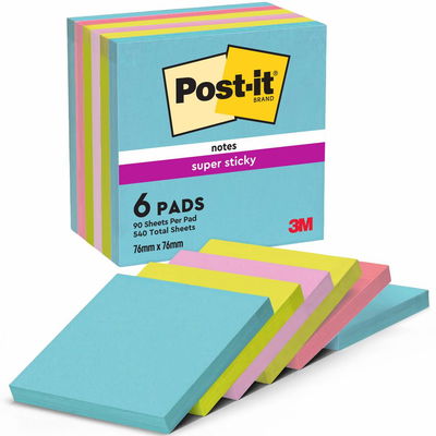 Post-it Super Sticky Cosmic 76x76mm, 6/fp
