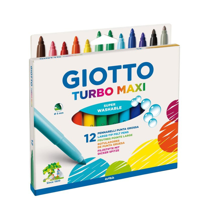 Fiberpenna Giotto Turbo Maxi 12 färger, 12 st/fp