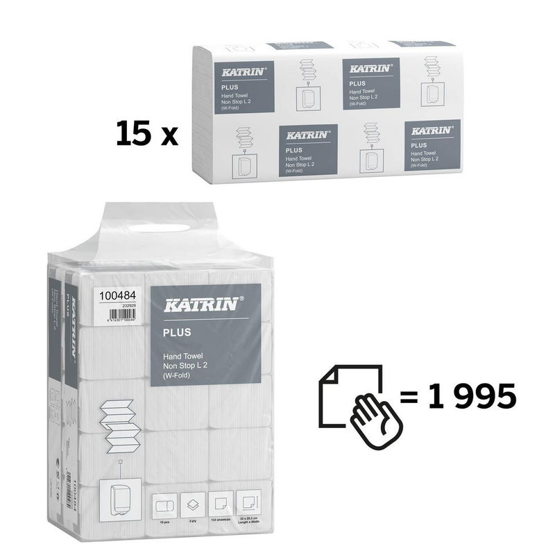 Pappershandduk Katrin W-Vikt L Plus 2-lg 203x320mm, 1995/fp