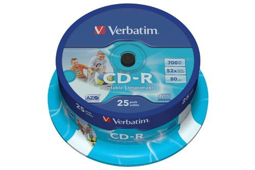 CD-R Skiva Verbatim printable 700mb/80min, 25 st/fp