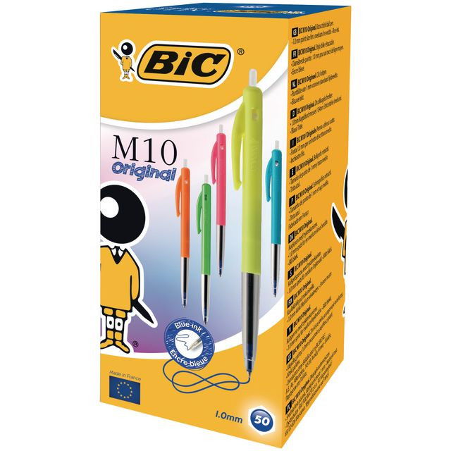 Kulspetspennor Bic M10 Ultra Colours, blå, 50 st/fp