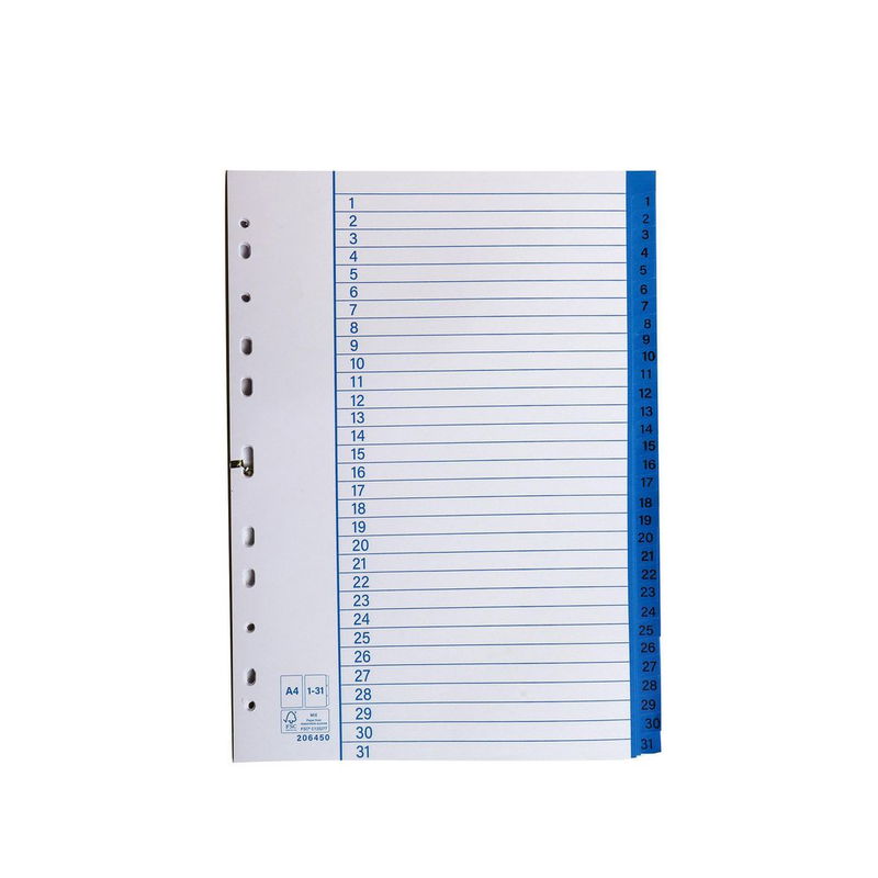 Pärmregister papper 1-31 A4, 10 st/fp