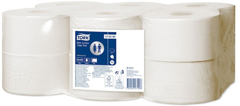 Toalettpapper TORK T2 Mini Jumbo Advanced 170m, 12/FP
