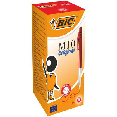 Kulspetspenna Bic Clic M10 röd 1.0mm, 50st/fp