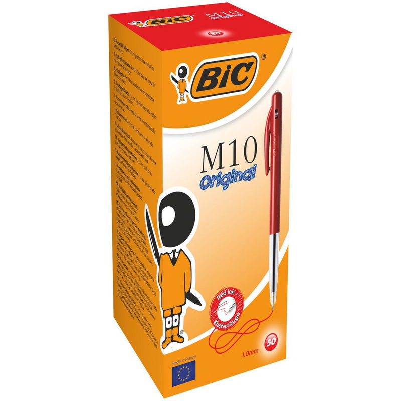 Kulspetspenna Bic Clic M10 röd 1.0mm, 50st/fp