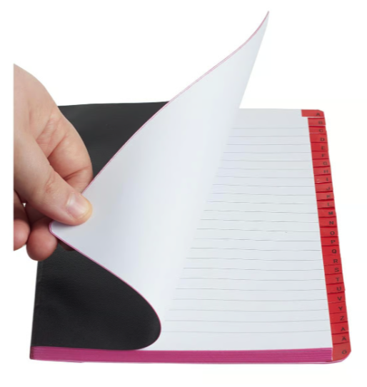 Vaxduksbok Med Register A-Ö Linjerad 72 Blad Svart A5