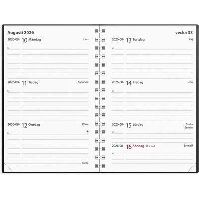 Kalender Leader 2026 plast svart