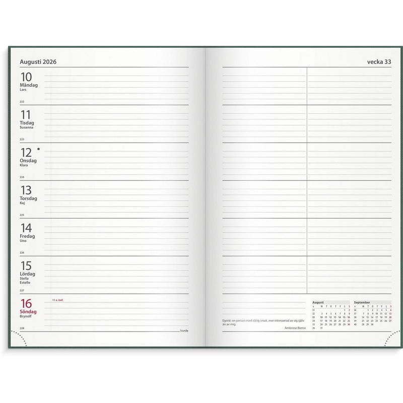 Kontorskalender 2026 grön