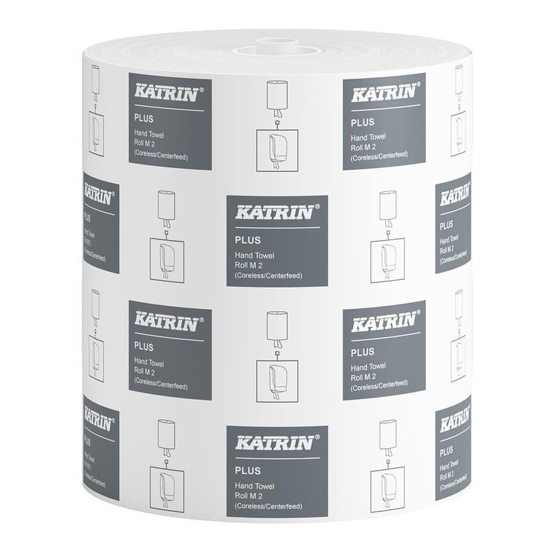 Torkrulle KATRIN Plus M 2-Lagers Hylslös vit, Ø20cm, 6/fp