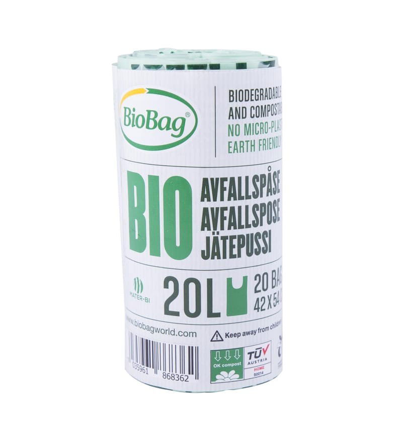 Avfallspåse Biobag Komposterbar 20L 15my, 20st/rl
