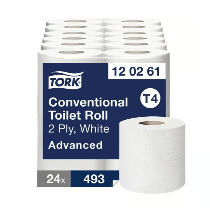 Toalettpapper Tork T4 Advanced 2-lag vit, 24/fp