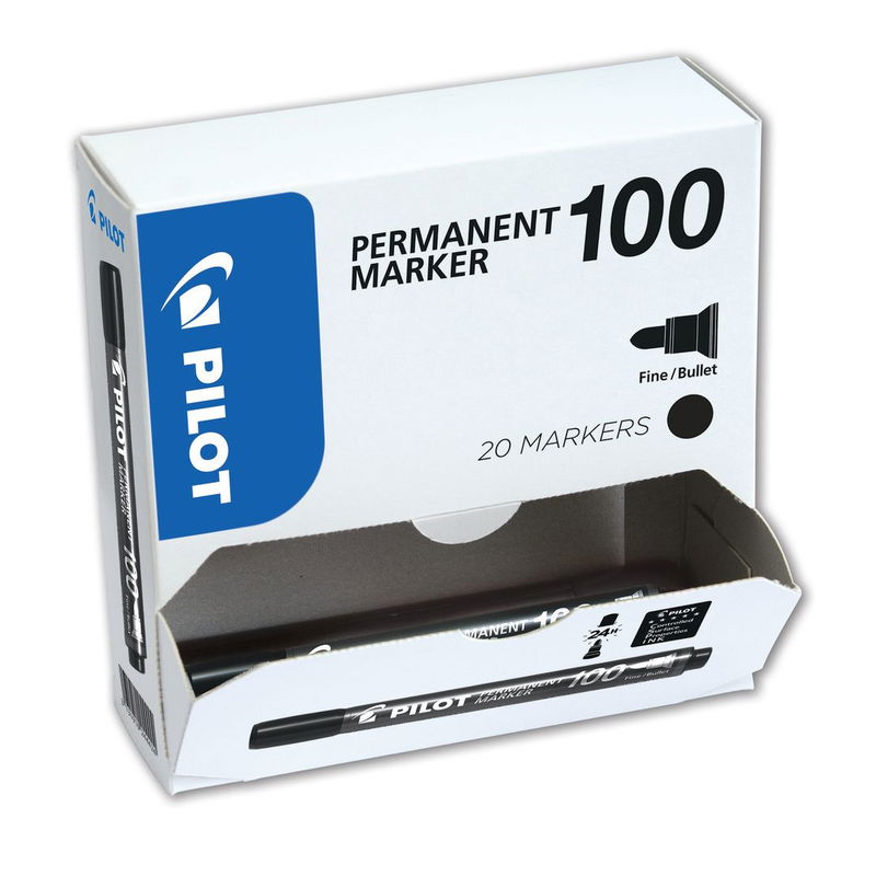 Pilot märkpenna rund SCA 100 1mm svart, 20/fp