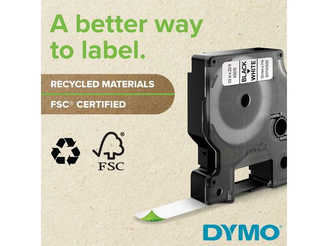 Märkband DYMO D1 12mm röd på vit