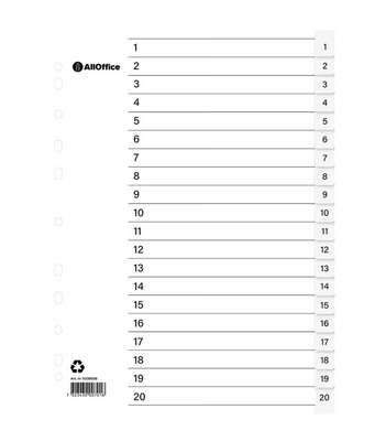 Pärmregister plast inkl. rubrikblad, A4 1-20