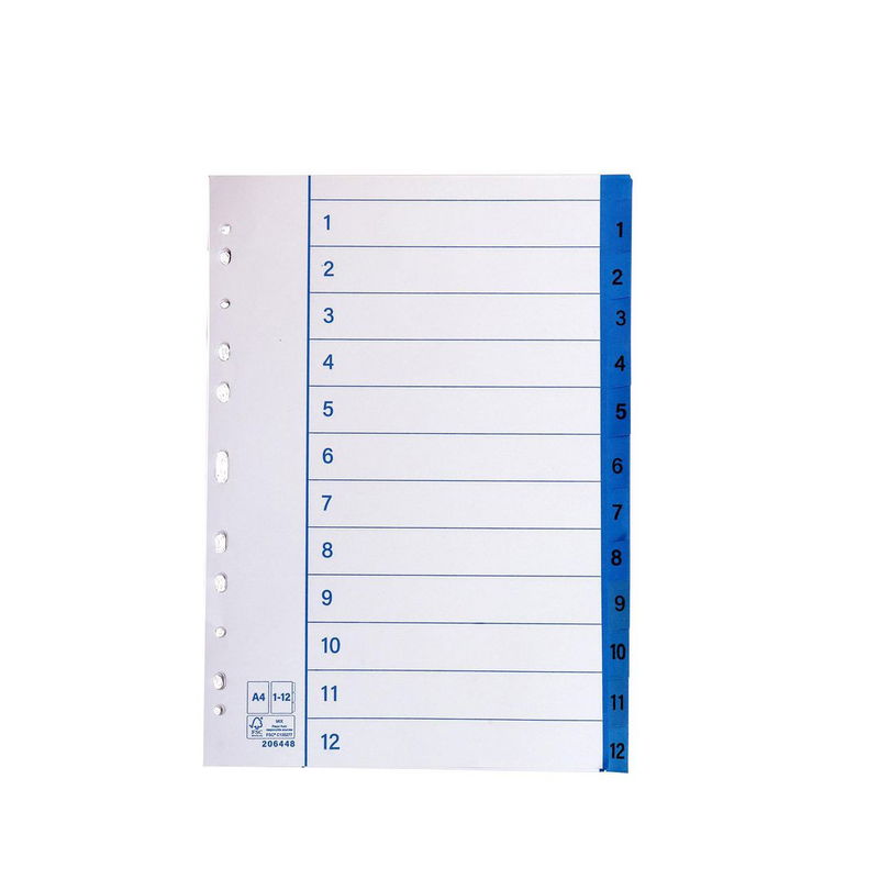 Pärmregister papper 1-12 A4, 10 st/fp