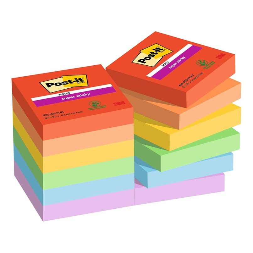 Post-it Super Sticky Playful 47x47mm, 12/fp
