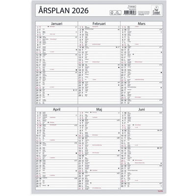 Väggkalender Årsplan 2026
