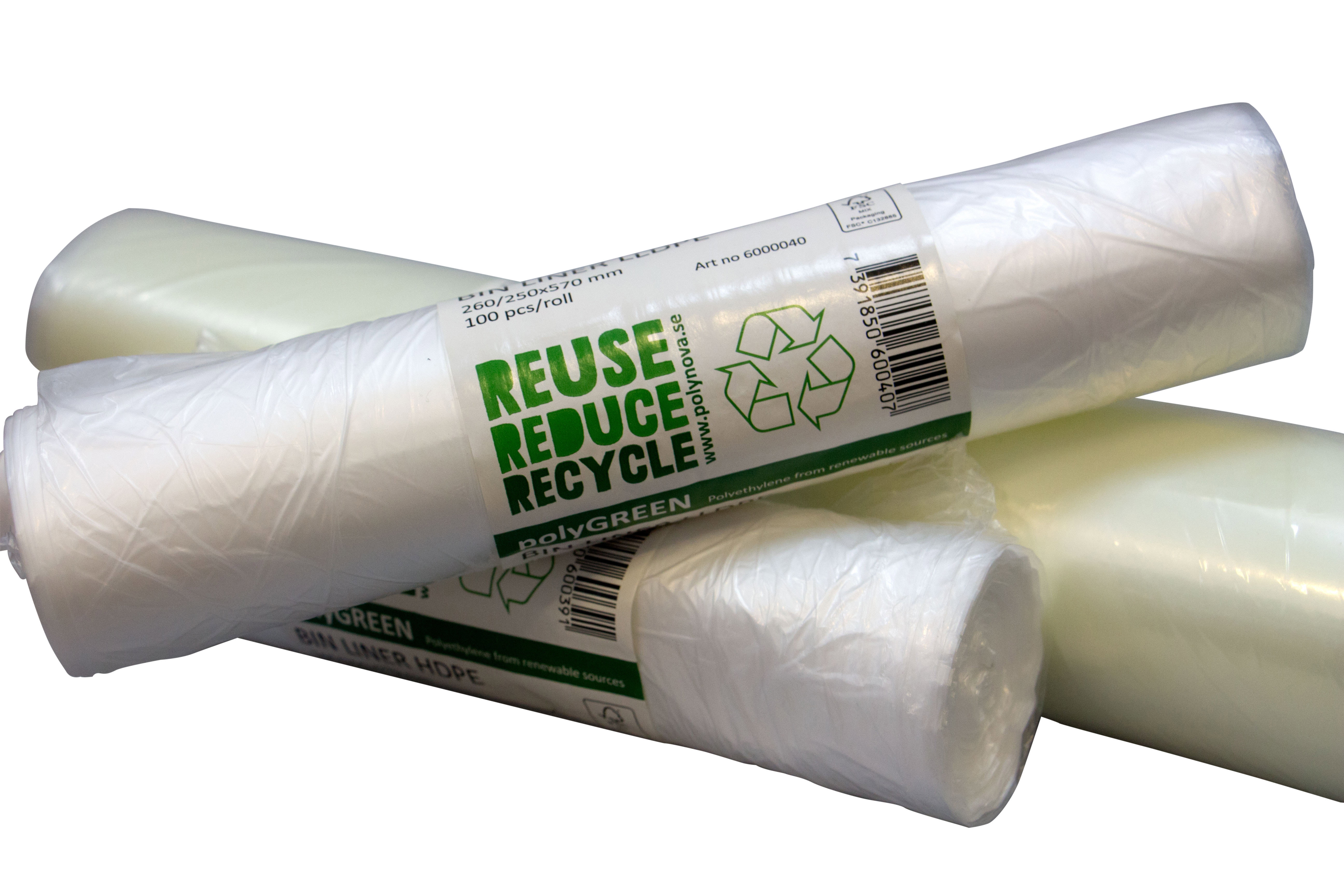 Soppåse Polygreen LDPE 30L Transparent, 100/rl