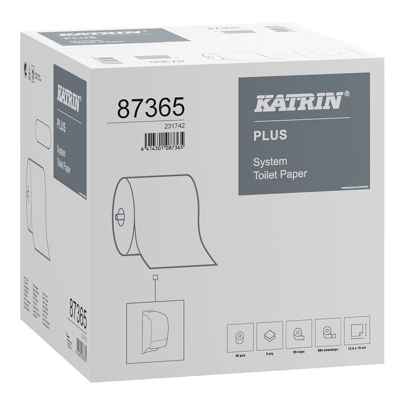 Toalettpapper Katrin Plus System 2-Lagers vit 88,5m, 36/krt